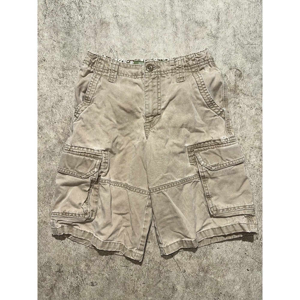 Old Navy Youth Sz 10 khaki Beige Cargo Shorts Surplus 100% Cotton